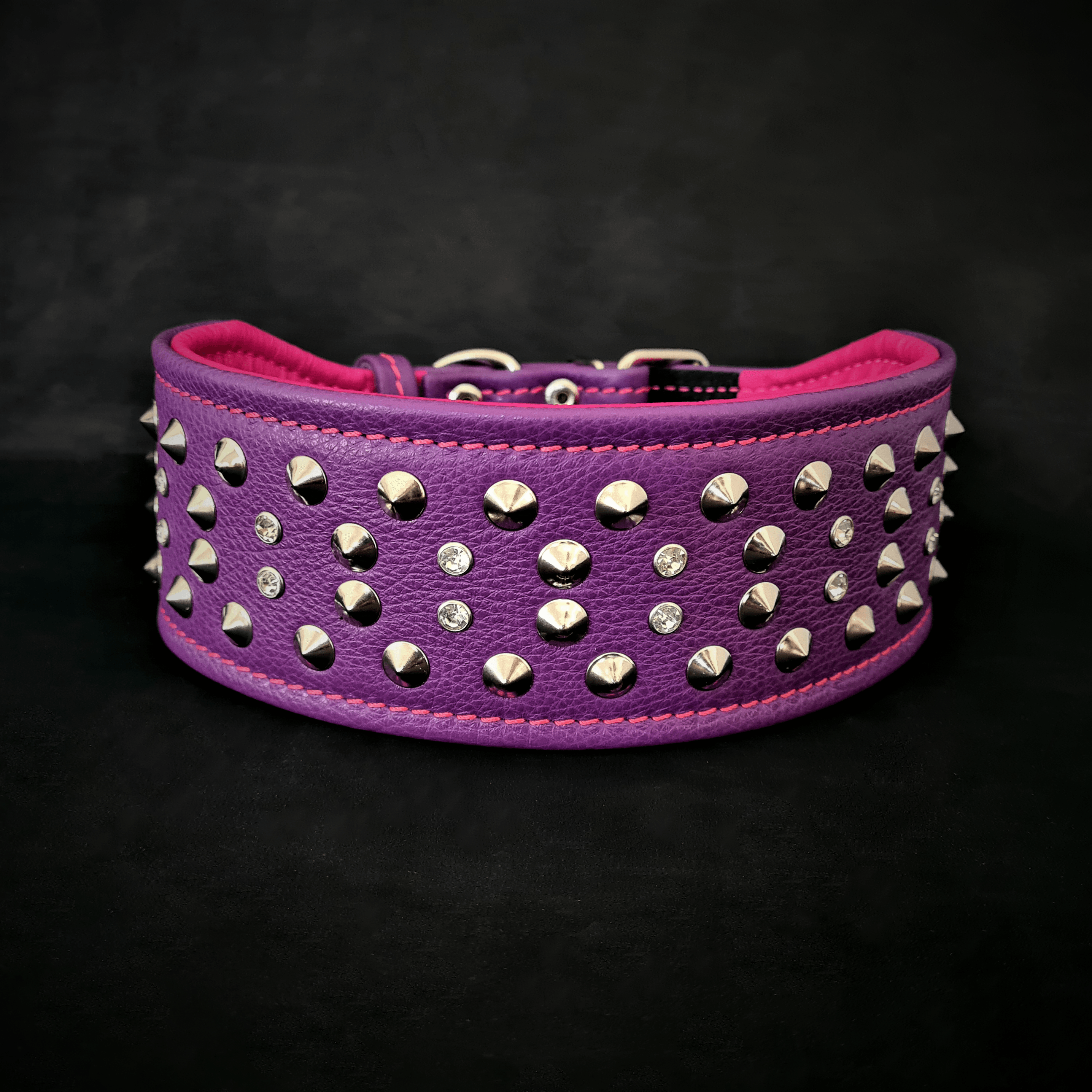 "Crystal“ 7 cm breites weiches Lederhalsband