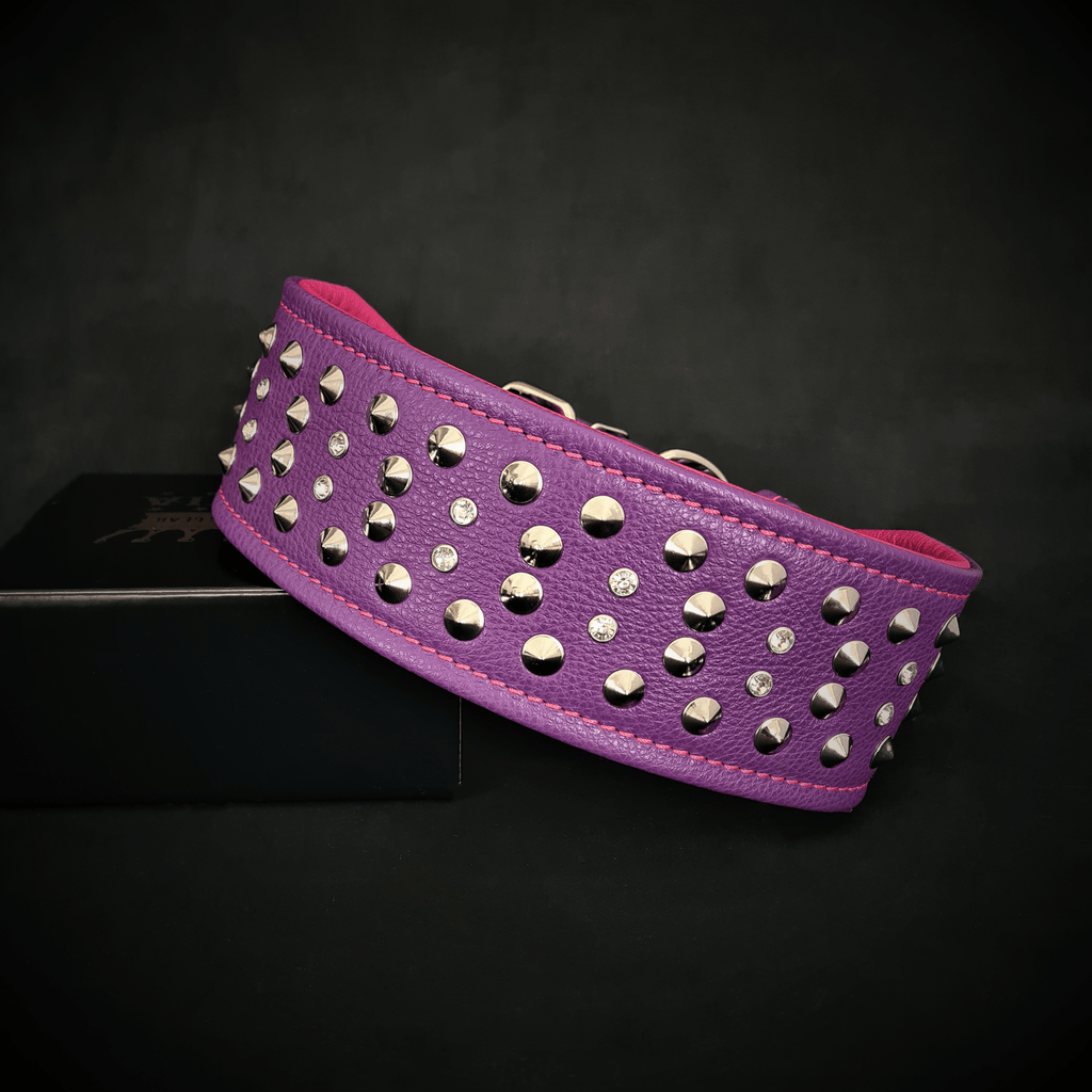 "Crystal“ 7 cm breites weiches Lederhalsband