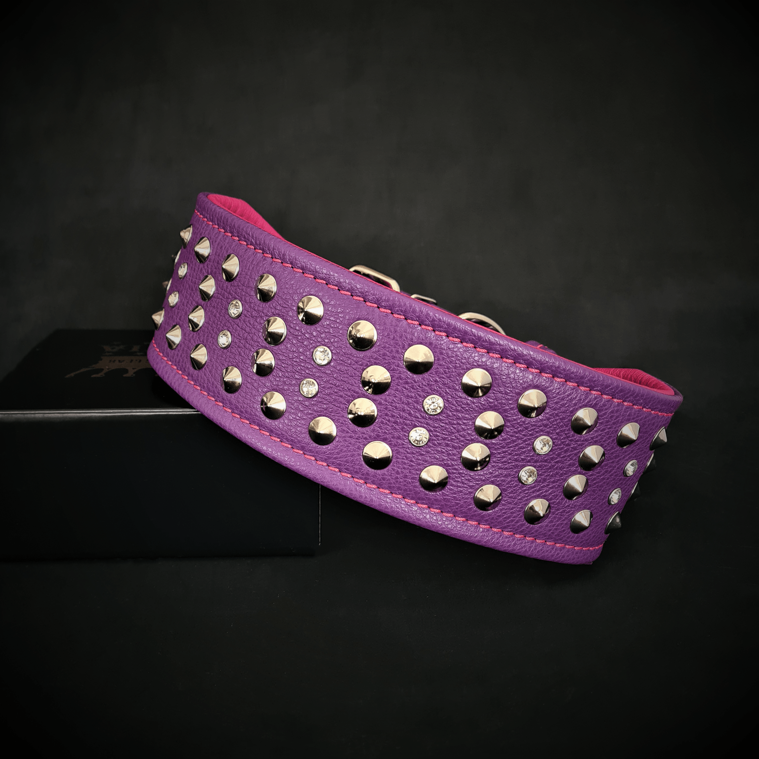 "Crystal“ 7 cm breites weiches Lederhalsband
