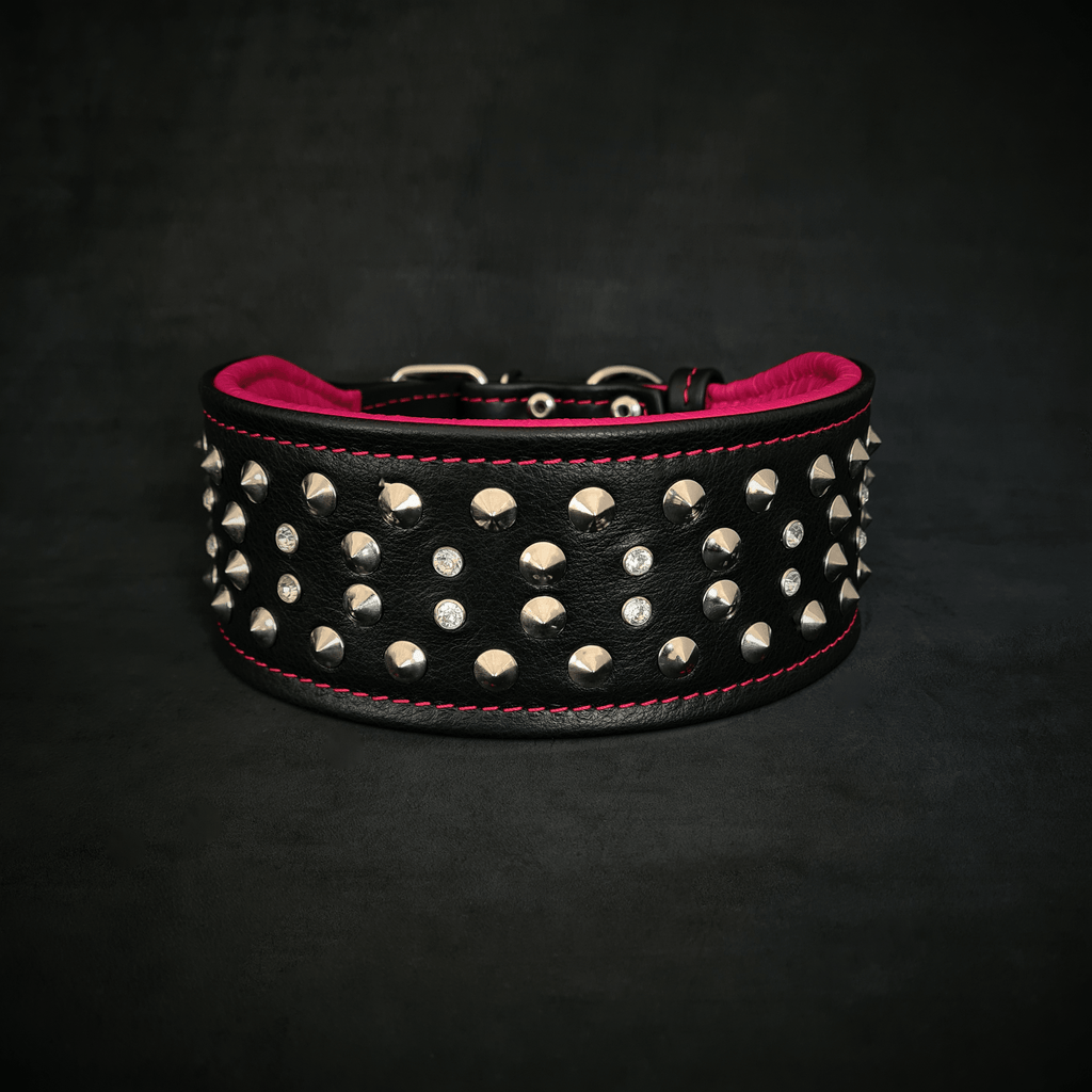 "Crystal“ 7 cm breites weiches Lederhalsband